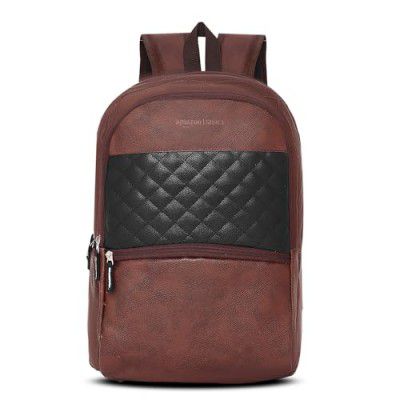 Amazon Basics Anti-Theft PU Leather Laptop Bag for 15.6 Inch Laptops | College/Travel Backpack