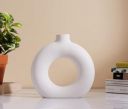 Amazon Basics Artisan Crafted Ceramic Donut Shaped Vase for Unique Home Decor Accent - Pack of 1...
