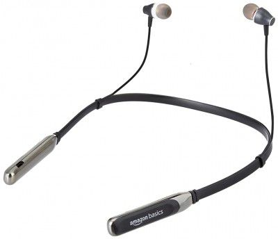 Amazon Basics Bluetooth 5.0 Neckband with Up to 15 Hours Playtime, Magnetic Earbuds, Deep Bass and IPX4 Rated