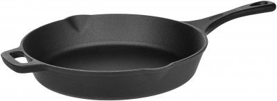 Amazon Basics Cast Iron Pre-Seasoned 12-inch Skillet Pan (XL, Black) - 3.7Kgs