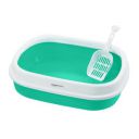 Amazon Basics Cat Litter Box Tray with Free Scooper | Semi Closed Design and Durable Quality | Suitable for All Adult Cats & Kittens, Green...