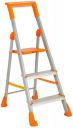 Amazon Basics Clamber Pro+ - Foldable Step Ladder with Tool Tray, Firm Grip, 3 Steps (Aluminium Steps, Orange & Satin)...