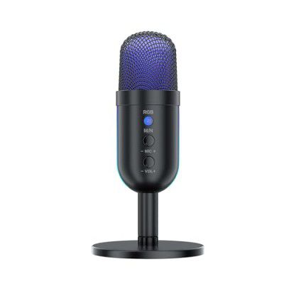 Amazon Basics Condenser USB Microphone with Adjustable Stand | Plug and Play | RGB Effects for Recording, Streaming, Gaming, Podcasting for PC and Mac (Black)