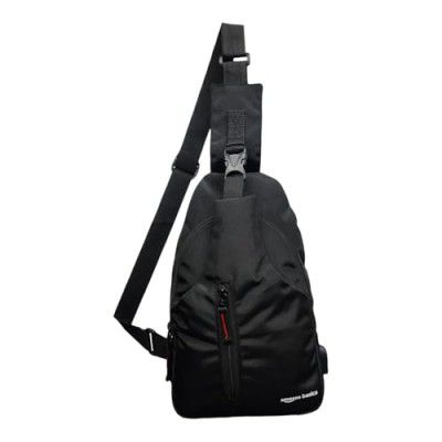 Amazon Basics Cross Body Bag with 3 Pockets | Suitable for Outdoor Activities | Black