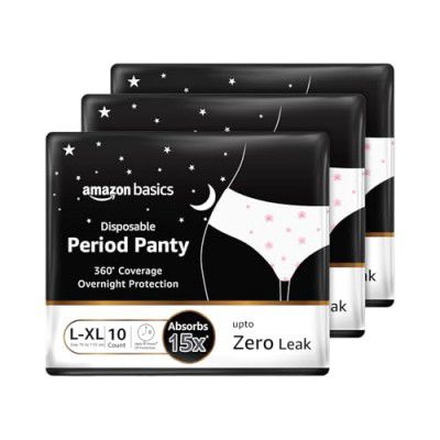Amazon Basics Disposable Period Panties| L-XL | 30 Count (10 x Pack of 3)