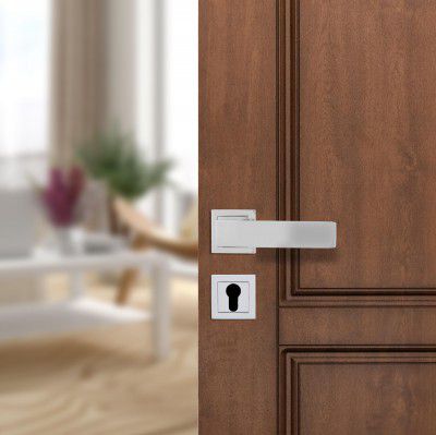 amazon basics Door Handle for Main Door | Main Door Handle | 5.3 inch Length of Handle for Grip | Brass | crom Finish | Zinc Alloy