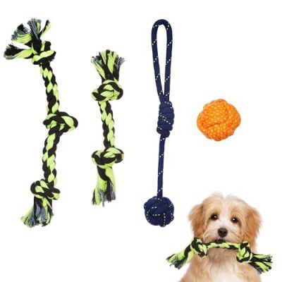 amazon basics Durable Rope Chewing Toys for Dogs, Dog Toy, Pet Toys, Pack of 4