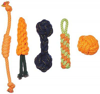 amazon basics Durable Rope Chewing Toys for Dogs, Dog Toy, Pet Toys, Pack of 5