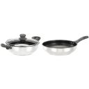 amazon basics DuraKoat 2 pcs Impact Bottom Stainless Steel with Nonstick Coating Cookware Sets...