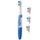 Amazon Basics Electric Automatic Toothbush for Adults- with 3 multicolor replaceable heads - AA Battery Powered...