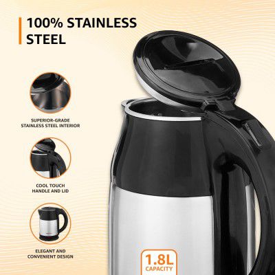 Amazon Basics Electric Kettle 1400 Watts 1.8 litres with Auto-Shut Off