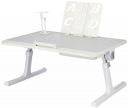 Amazon Basics Engineered Wood Laptop Table, Adjustable Height and Angle, Foldable, with Tablet Slot, Drawer, USB Hub, LED Light and Mini-Fan (Grey)...