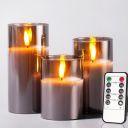 amazon basics Flameless LED Candles with Remote Controller & Timer|Golden Acrylic Fiber Glass|Set of 3|(Smoked Grey), Unscented...