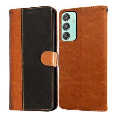 amazon basics Flip Leather Mobile Cover (Soft & Flexible Back case) for Samsung Galaxy M15 5G / F15 5G 