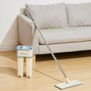Amazon Basics Floor Mop With Bucket | Clean Home Floor Cleaner Wipes (Single Dry Scraper 48'' With 2 Pads)...