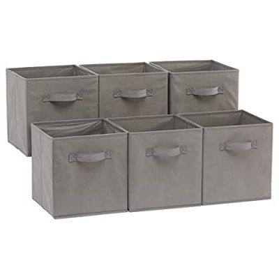 amazon basics Foldable Square Storage Cubes (Grey) Pack of 6
