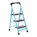 amazon basics - Foldable Step Ladder with Tool Tray, Safety-Clutch Lock, Ribbed Steps, Anti-Skid Rubber Shoes, 3 Steps (Iron Ladder, Black & Blue)...