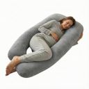 Amazon Basics Full Body Pregnancy Pillow for Maternity,Baby Nursing,Full Body Support-|Perfect Baby Shower Gift|U-Shaped-Washable Cover with Zip - Grey, Velvet...