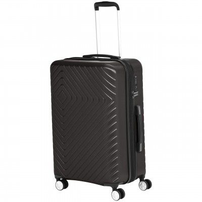 Amazon Basics Geometric Travel Luggage Expandable Suitcase Spinner with Wheels and Built-In TSA Lock, 27.2-Inch - Black