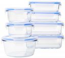amazon basics Glass Leak-Proof Locking Lids - Food Storage Containers, 7-Piece Set, Transparent...
