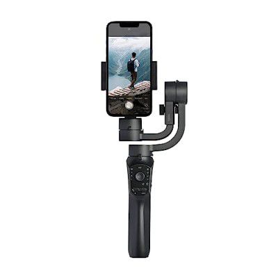 Amazon Basics Handheld Gimbal Stabiliser with 3-Axis Feature and Tripod, Facial Tracking, Time Lapse, FPV, Up to 12 Hours Operational Time, Compatible with All Smart Phones (Dark Grey)