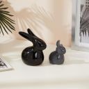 amazon basics Home Décor Ceramic Rabbit Figurines (Set of 2, Black and Grey)...