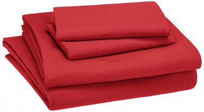 Amazon Basics Kids Sheet Set - Soft, Easy-Wash Lightweight Microfiber - Full, Red