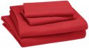 Amazon Basics Kids Sheet Set - Soft, Easy-Wash Lightweight Microfiber - Full, Red...