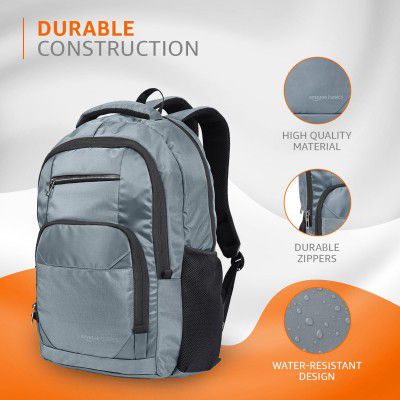 Amazon Basics Laptop Backpack | 15.6 inches | Water Resistant Polyester