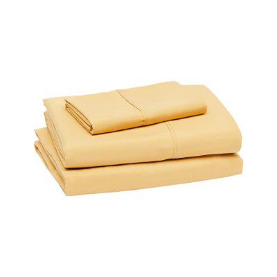 Amazon Basics Lightweight Super Soft Easy Care Microfiber Bed Sheet Set with 14” Deep Pockets - Twin Mustard Yellow