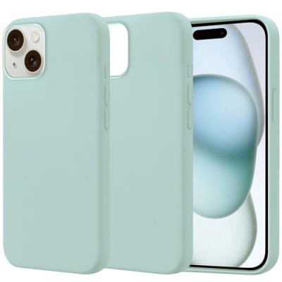 amazon basics Liquid Silicone Case for iPhone 15 Plus | Shockproof, Drop and Camera Protection, Soft Microfiber Lining Inside| Back Case Cover for iPhone 15 Plus - Light Blue