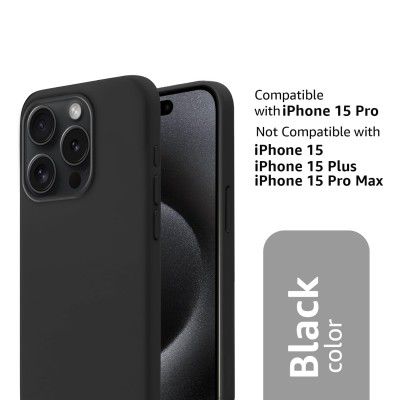 amazon basics Liquid Silicone Case for iPhone 15 Pro  - Black