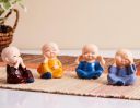 amazon basics Little Cute Meditating Baby Monk for Decoration (Pack of 4, Multi-Coloured)...