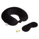 Amazon Basics Memory Foam Travel Neck Pillow with Eye Mask & Ear Plugs Combo|Ultra Soft Velvet Fabric...