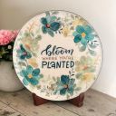 Amazon Basics Metal Bloom Where You are Planted Showpiece Plate with Wooden stand | 8 Inches | (21.5 x 20.5 x 5 cm)...