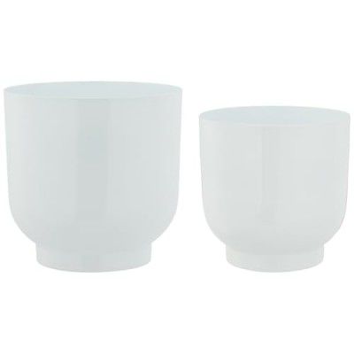 amazon basics Metal Plant Pots with Drainage Hole (Set of 2) | Indoor Planter Flower Pots | for Home Garden/Living Room/Bedroom Decor (White)