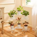 Amazon Basics Metal Planter Stand for Living Room, Indoor Outdoor Plant Stand for Balcony and Home Decor, Holds 6 Planters, White...