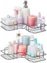 Amazon Basics Metal Self-Adhesive Organizer for Bathroom and Kitchen, Wall Mount, Pack of 2, Black...