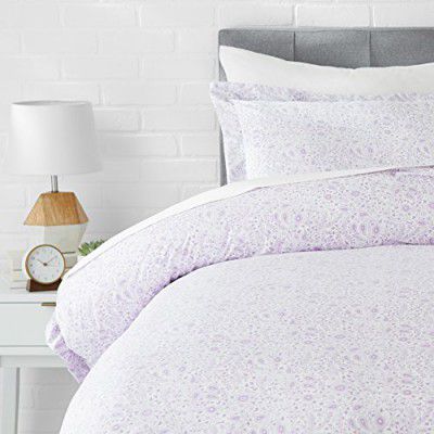 Amazon Basics Microfiber 2-Piece Duvet Cover Set - Single (66x90-inch), Lavender Paisley - with Pillow Cover
