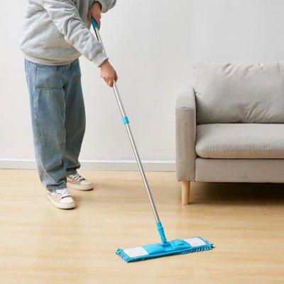 Amazon Basics Microfiber Flat Mop Wet & Dry Cleaning | Blue