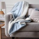 amazon basics Micromink Polyester Sherpa Blanket - Full/Queen, Smoke Blue, Pack Of 1, Reversible...