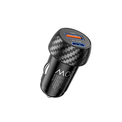 Amazon Basics Mini Car Charger with Dual Output, Fast Charging (Type C 20W + Type A 3.0A) Compatible with All Smartphones