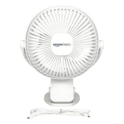 Amazon Basics Mini Fan with Multi-Utility Clip | USB Charging | 9-Hour Battery Backup