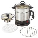 Amazon Basics Multi-Kettle Steamer 1.2L | Adjustable Power Modes 600 W | 7 - Egg Tray, Idli Tray, Iron Grill And Steamer | SS 201 Steel...