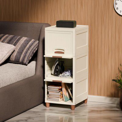 Amazon Basics Multi-Purpose Organizer | Modular Storage Box (Off White), 3 Piece, 33LX38WX27H cm