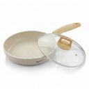 Amazon Basics Non Stick Ceramic Frying Pan 26 cm with Lid | 5 Layer Coating | Ivory