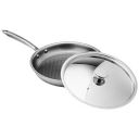 amazon basics Non-Stick Honeycomb Triply Stainless Steel Frying Pan with Steel Lid, 24 cm - 1.7L, Fast & Even Heating, Induction & Gas Compatible...