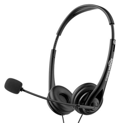 amazon basics On-Ear Wired Headphones with Boom Mic