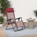 Amazon Basics Outdoor Textilene Adjustable Zero Gravity Folding Reclining Lounge Chair with Pillow (Red) | Alloy Steel...