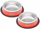 Amazon Basics Pet Feeding Bowl 700 ml, Red (Set of 2)...
